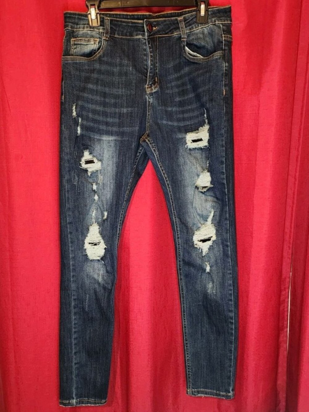 Skinny Collection Women's Jeans Denim Distressed Blue Size 34